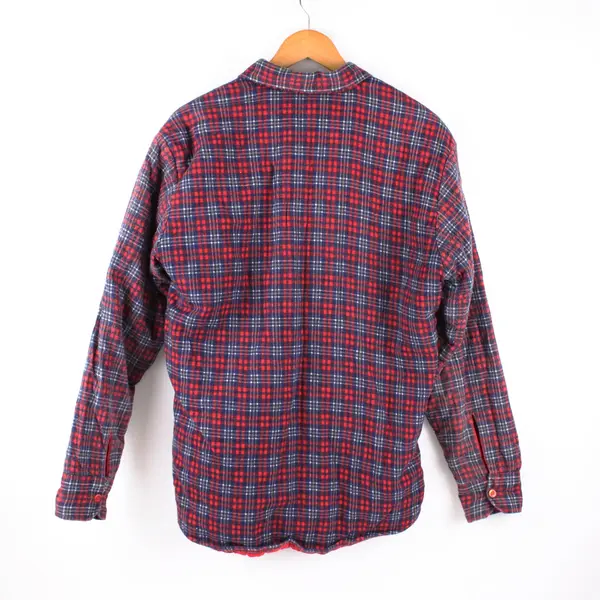 Timber Run Men's Medium Red Blue Plaid Button-Up Casual Shirt FLAWED