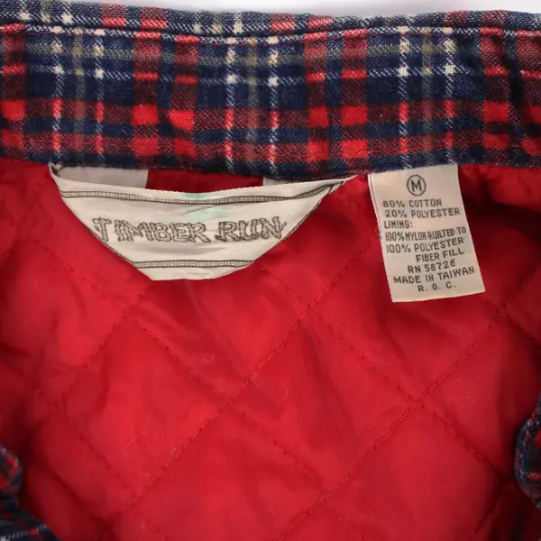 Timber Run Men's Medium Red Blue Plaid Button-Up Casual Shirt FLAWED
