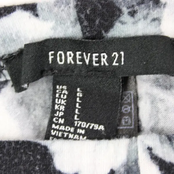 Forever 21 Women's Large Gray Rose Print Leggings FLAWED
