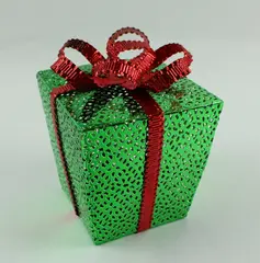 Happy Holidays Light-Up Metal Present Green Red Christmas Tabletop Decor