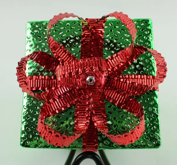 Happy Holidays Light-Up Metal Present Green Red Christmas Tabletop Decor