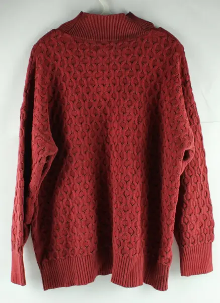 Knox Rose Women's XXL Brick Red Gray Cable Knit Mock Neck Sweater