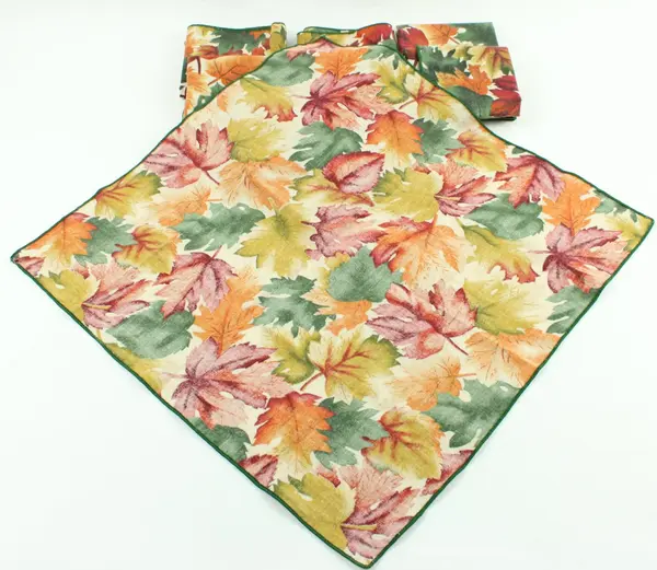 Handmade Fall Leaf Print Dinner Napkins 17.5" Thanksgiving Decor Set of 8