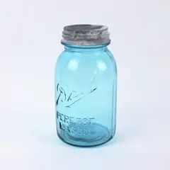 Vintage Ball Perfect Mason Aqua Blue Glass Jar Zinc Lid