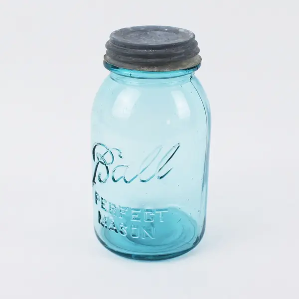 VTG Ball Perfect Mason Aqua Blue Glass Jar Zinc Lid