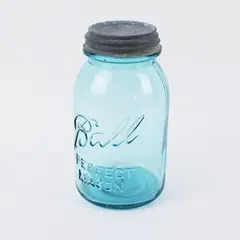 VTG Ball Perfect Mason Aqua Blue Glass Jar Zinc Lid