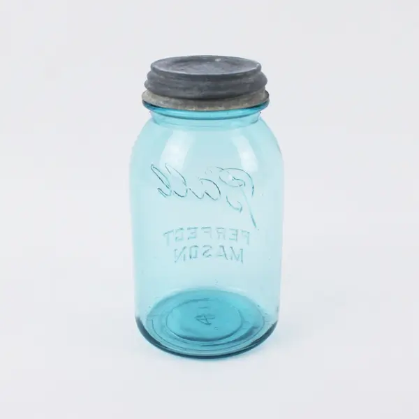 VTG Ball Perfect Mason Aqua Blue Glass Jar Zinc Lid