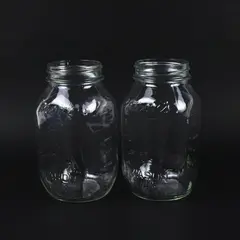 Lot of 2 Vintage Mom's Mason Jars Clear Embossed No Lids