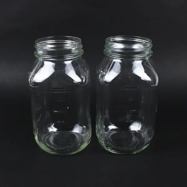 Lot of 2 Vintage Mom's Mason Jars Clear Embossed No Lids