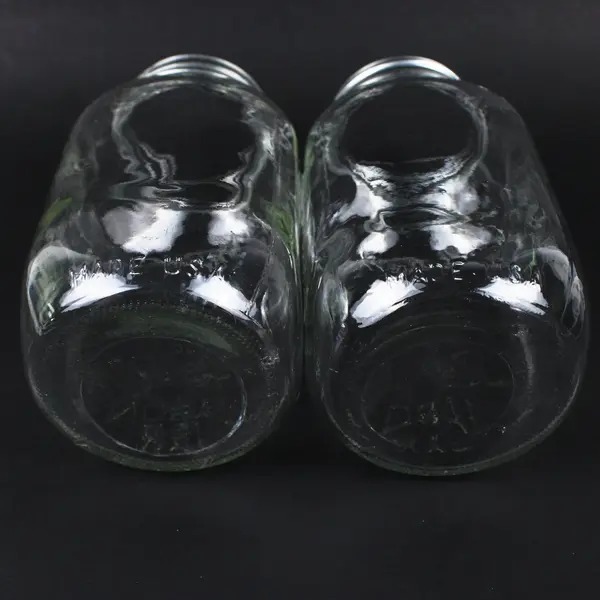 Lot of 2 Vintage Mom's Mason Jars Clear Embossed No Lids
