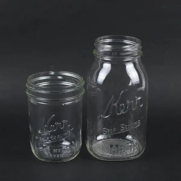 Lot of 2 Vintage Kerr Self-Sealing Clear Glass Jars No Lids