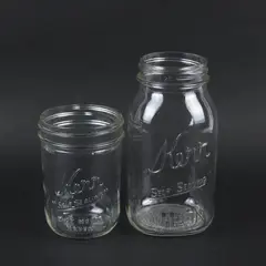 Lot of 2 Vintage Kerr Self-Sealing Clear Glass Jars No Lids