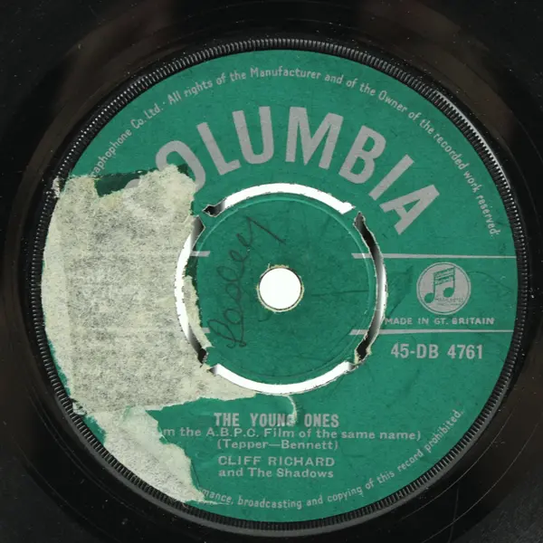 Cliff Richard The Shadows The Young Ones/ We Say Yeah  Columbia 7" Vinyl Record