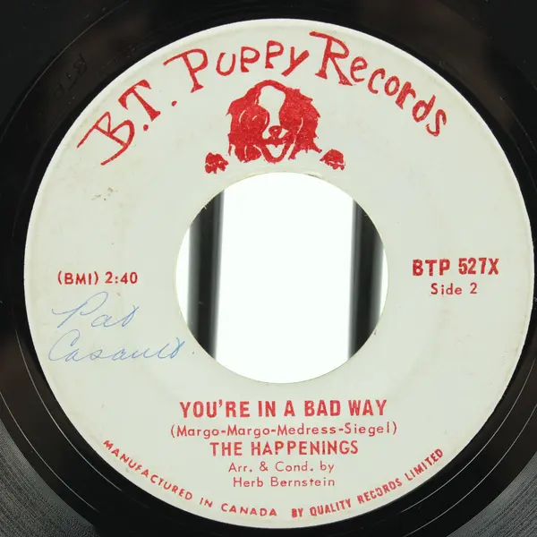 The Happenings I Got Rhythm / You're in a Bad Way 7' Vinyl B.T. Puppy 527X