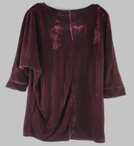 Unbranded Wine Red Velvet Blouse 3/4 Sleeve Silver Sequin XL