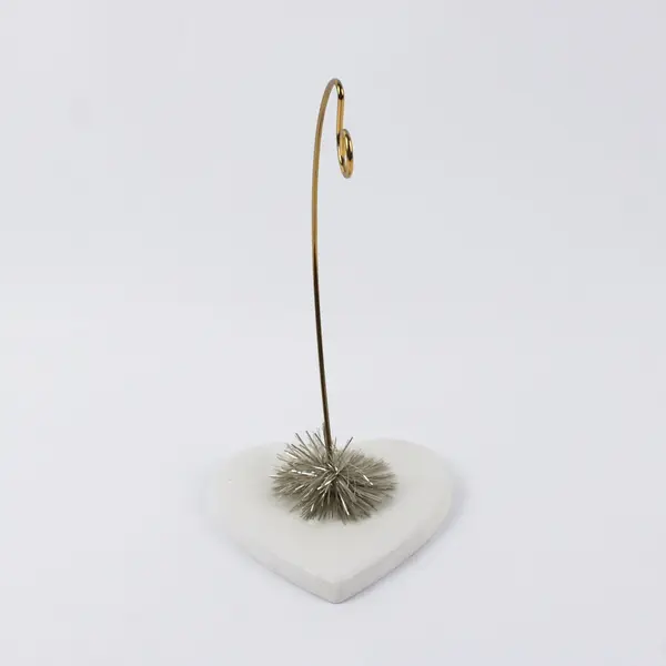Dept 56 Heart Ornament Display Stand White Base Gold Tone Hanger
