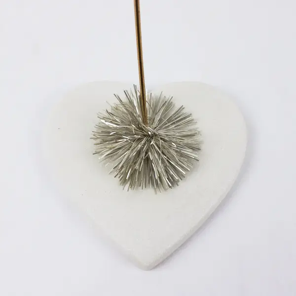 Dept 56 Heart Ornament Display Stand White Base Gold Tone Hanger