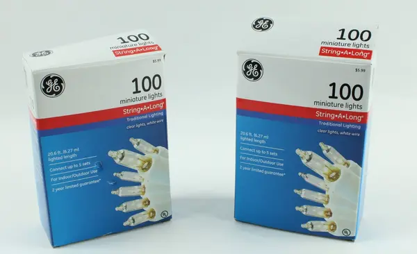 Lot of 2 GE 100 Miniature String-A-Long Lights 20.6 ft Clear Lights 