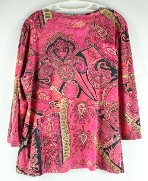 Le Mieux Studio Women's Paisley Beaded V-Neck Top Size L