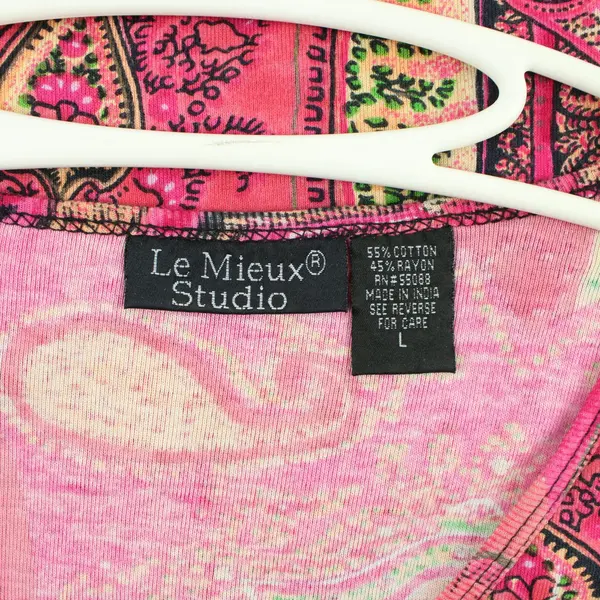 Le Mieux Studio Women's Paisley Beaded V-Neck Top Size L