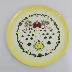 Brock of California Farmhouse Yellow Farm Scene Dinner Plate 11 Inch