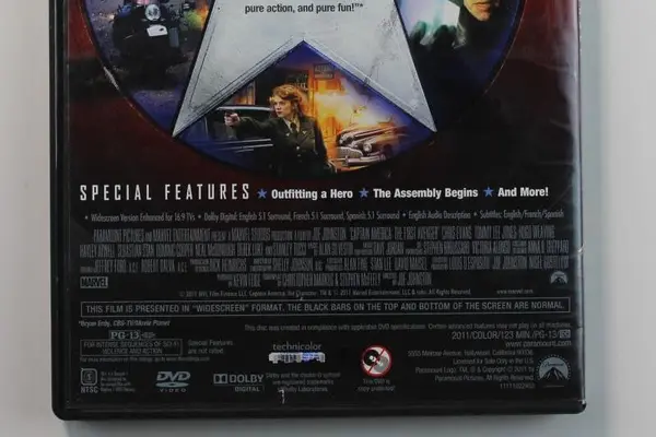 Captain America The First Avenger (2011) DVD Marvel Paramount