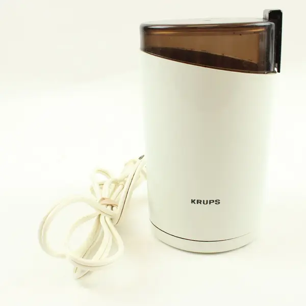 KRUPS 203 Electric Coffee Bean Grinder White With Brown Lid