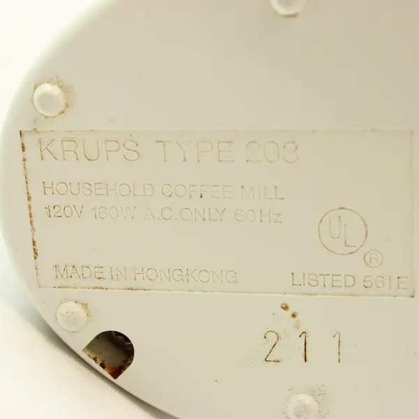 KRUPS 203 Electric Coffee Bean Grinder White With Brown Lid