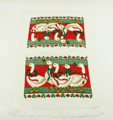 Cannon Vintage Christmas Goose Santa Kitchen Hand Towels Set of 2