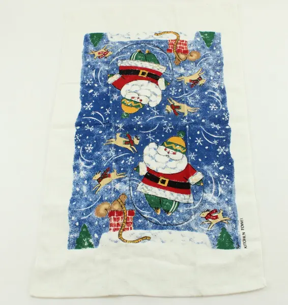 Cannon Vintage Christmas Goose Santa Kitchen Hand Towels Set of 2