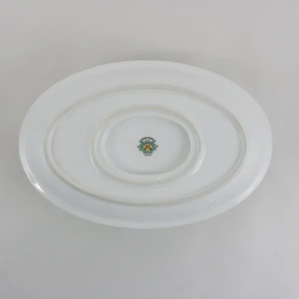 Noritake China Gravy Boat with Attached Underplate Yellow White Floral