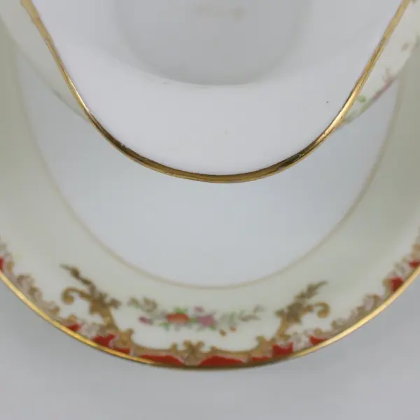 Noritake China Gravy Boat with Attached Underplate Yellow White Floral