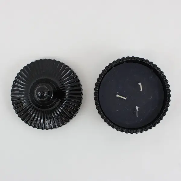 Black Ribbed Candle Jar with Lid Decorative Storage Container