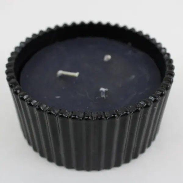Black Ribbed Candle Jar with Lid Decorative Storage Container