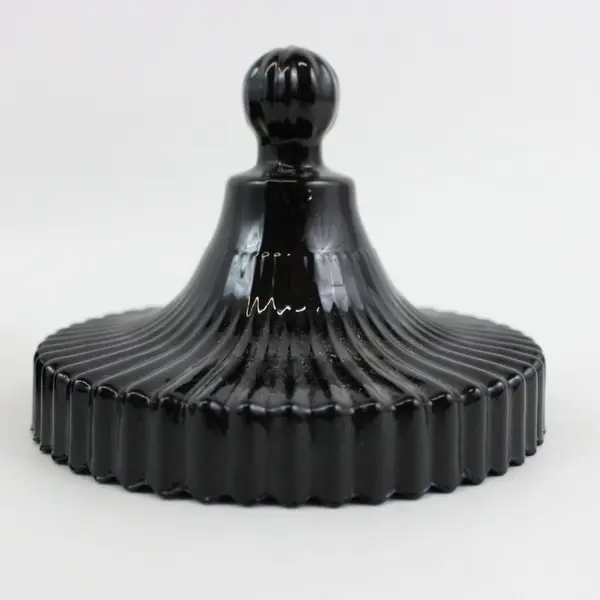 Black Ribbed Candle Jar with Lid Decorative Storage Container