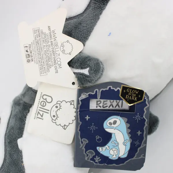 Bellzi Fossil Rexxi Dinosaur Plush Black Glow in the Dark 13 Inch