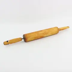 Vintage Wooden Rolling Pin 17 Inch Turned Handles Baking Tool