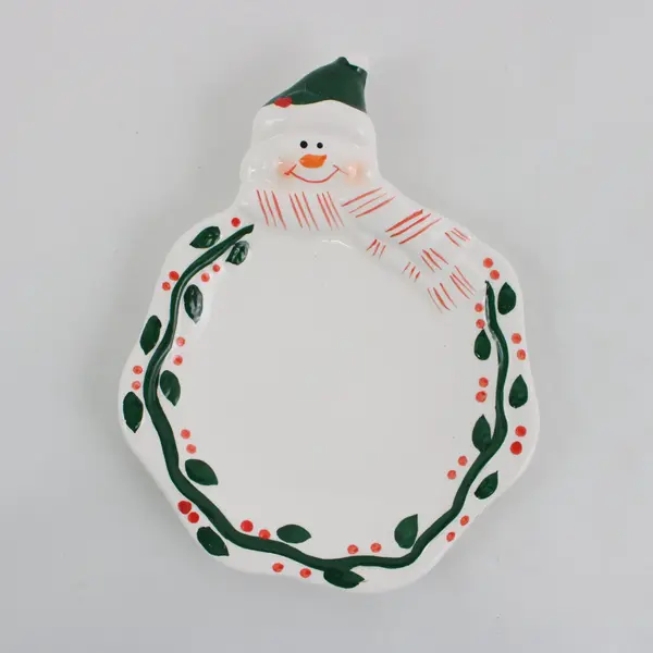 Ceramic Snowman Trinket Dish Jewelry Coin Key Holder Holiday Decor