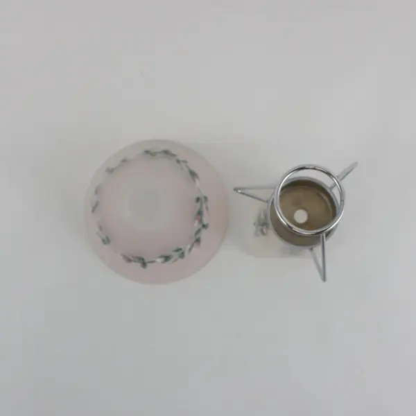 Hand-Painted Frosted Glass Tea Light Candle Holder Floral Pattern