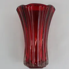 Anchor Hocking Royal Ruby Red Ribbed Glass Vase 8.5in