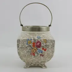 Vintage Sandland Ware Floral Biscuit Barrel Jar Hanley England No Lid