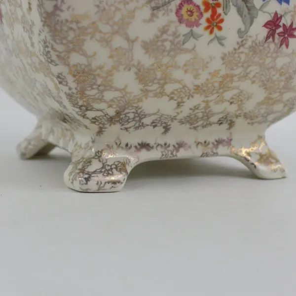 Vintage Sandland Ware Floral Biscuit Barrel Jar Hanley England No Lid