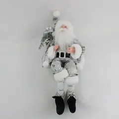 Rachel Zoe Santa Claus Shelf Sitter Doll 20in White Silver Christmas Decor
