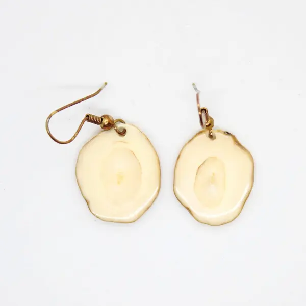 Natural Deer Antler Slice Earrings Handmade Fishhook 2 Pair Set