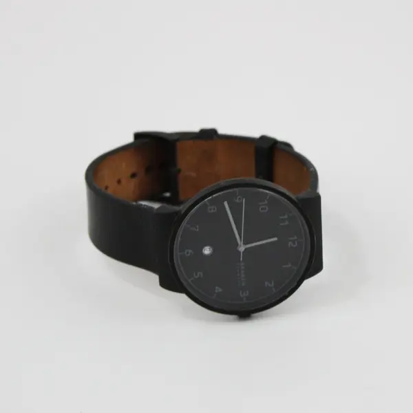 Skagen Ancher SKW6567 Three-Hand Date Watch Black Leather Denmark New Battery
