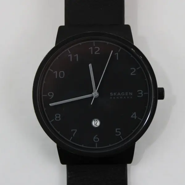 Skagen Ancher SKW6567 Three-Hand Date Watch Black Leather Denmark New Battery