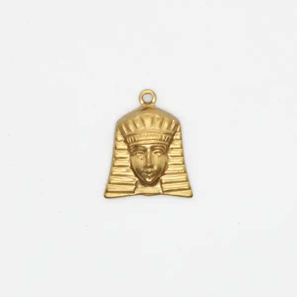 King Tut Egyptian Pharaoh Pendant Charm Brass .5 inch 