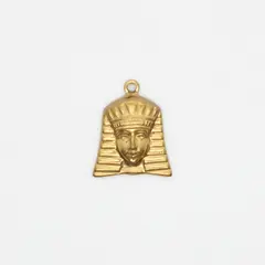 King Tut Egyptian Pharaoh Pendant Charm Brass .5 inch 