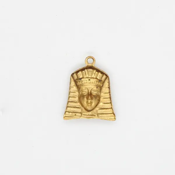 King Tut Egyptian Pharaoh Pendant Charm Brass .5 inch 