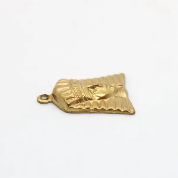 King Tut Egyptian Pharaoh Pendant Charm Brass .5 inch 